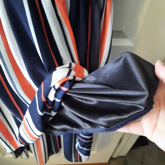 QED London Size L Button Down Sleeveless High-Low Striped Sheer Midi Dress NWT - Picture 7 of 10